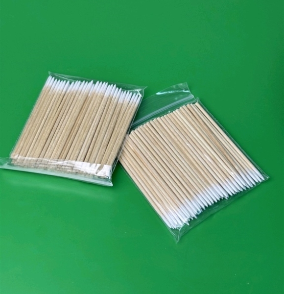Gói Tăm Bông Cán Gỗ Đầu Nhọn Vét Mực Phun xăm